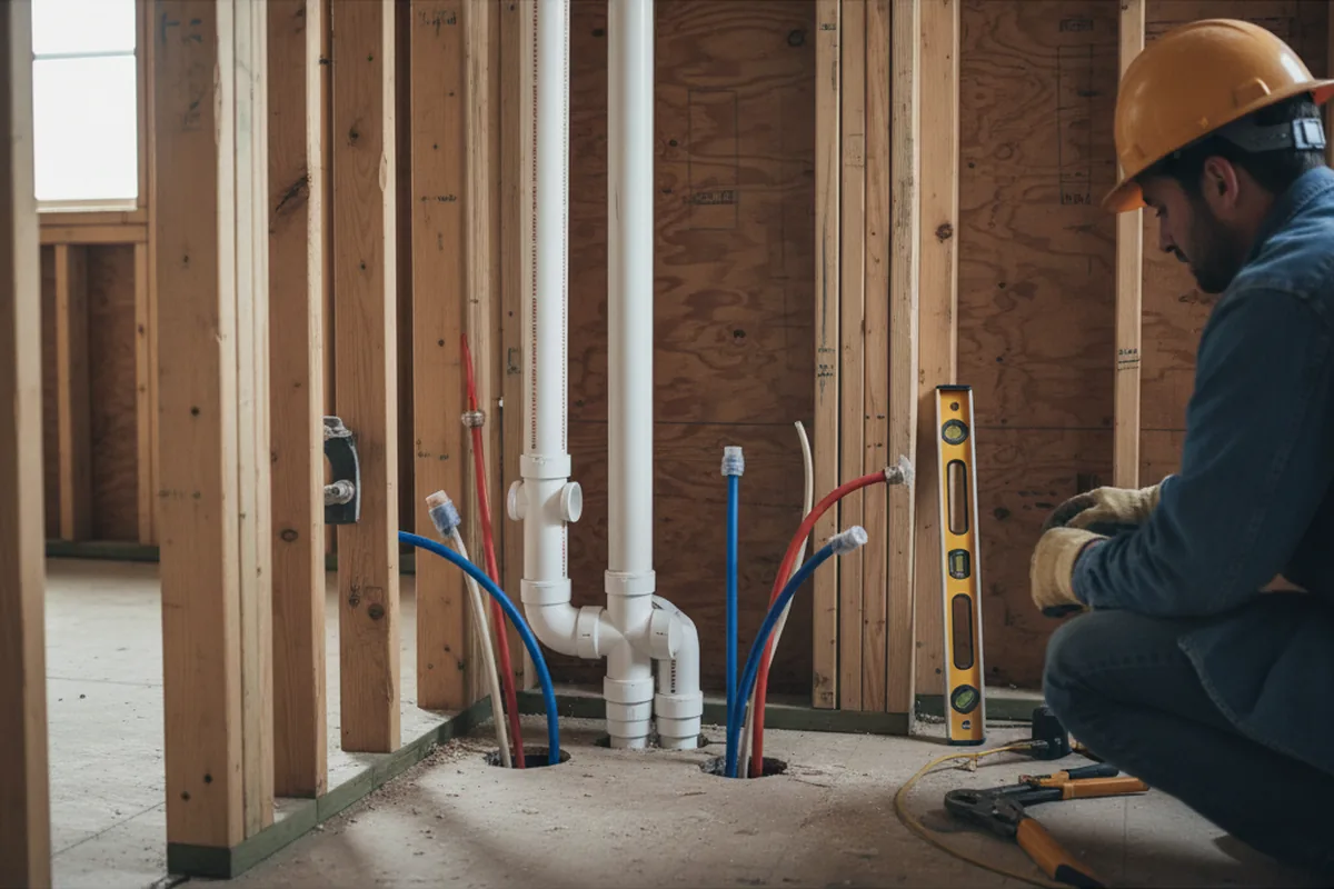 Drain and supply rough-in during Toilet Repair and Installation in Doss